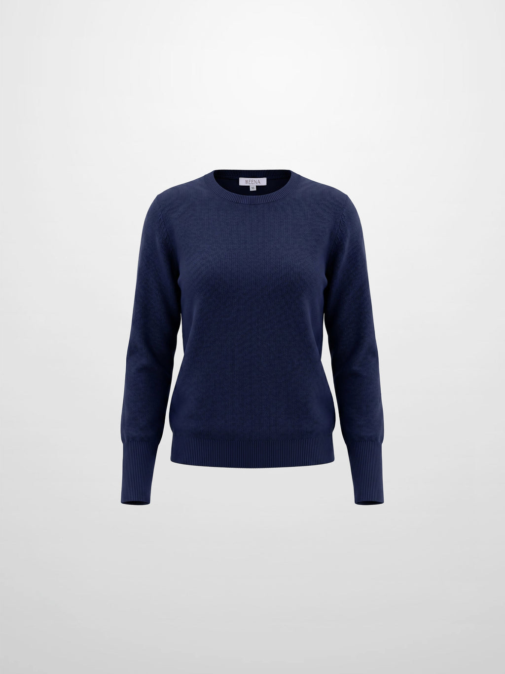 High Cuff Crew Sweater-Navy