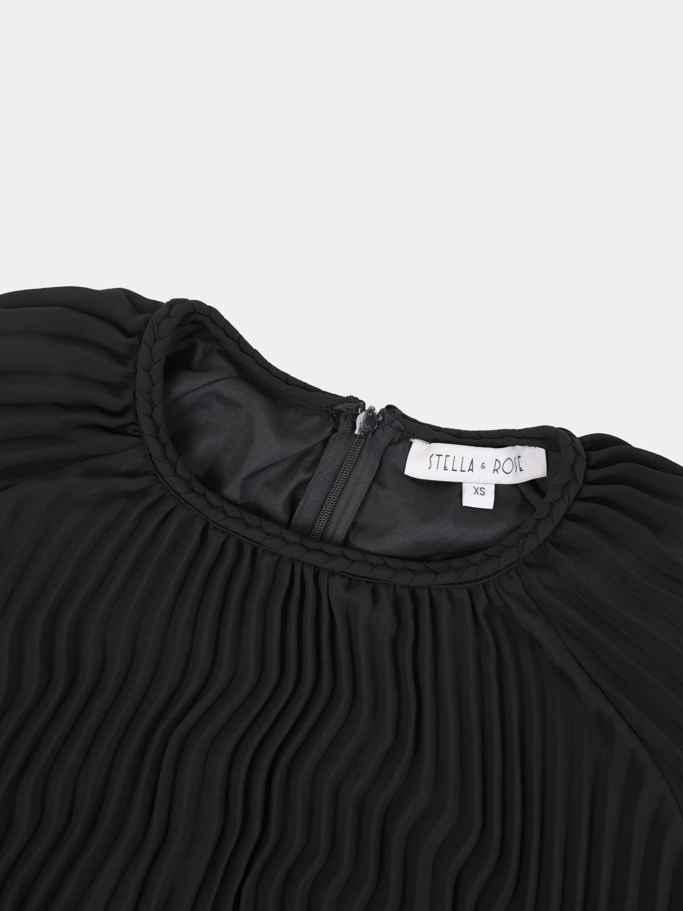 Micro Pleat Dress-Black