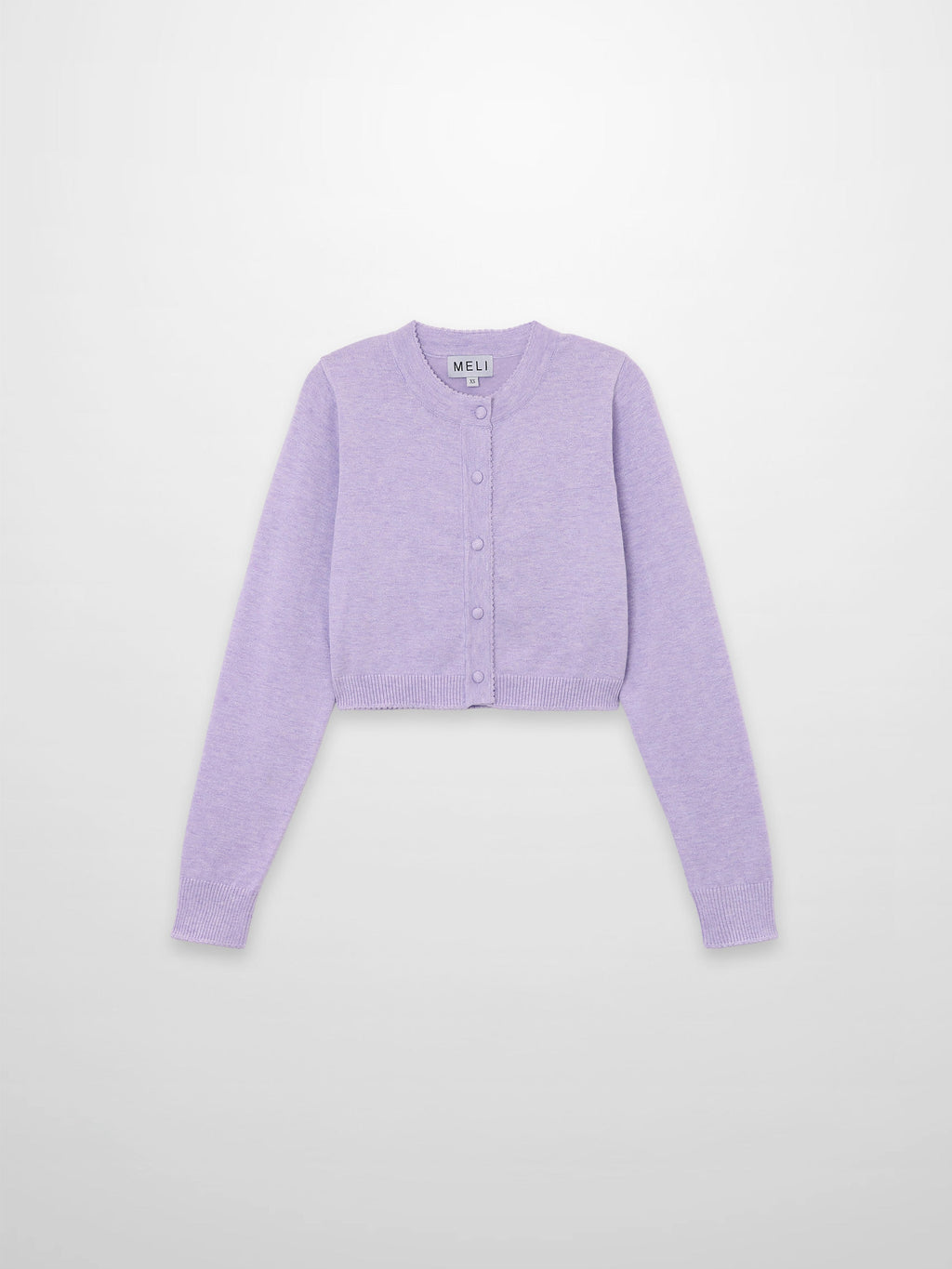 Trim Detail Crew Crop Cardigan-Heathered Lavander