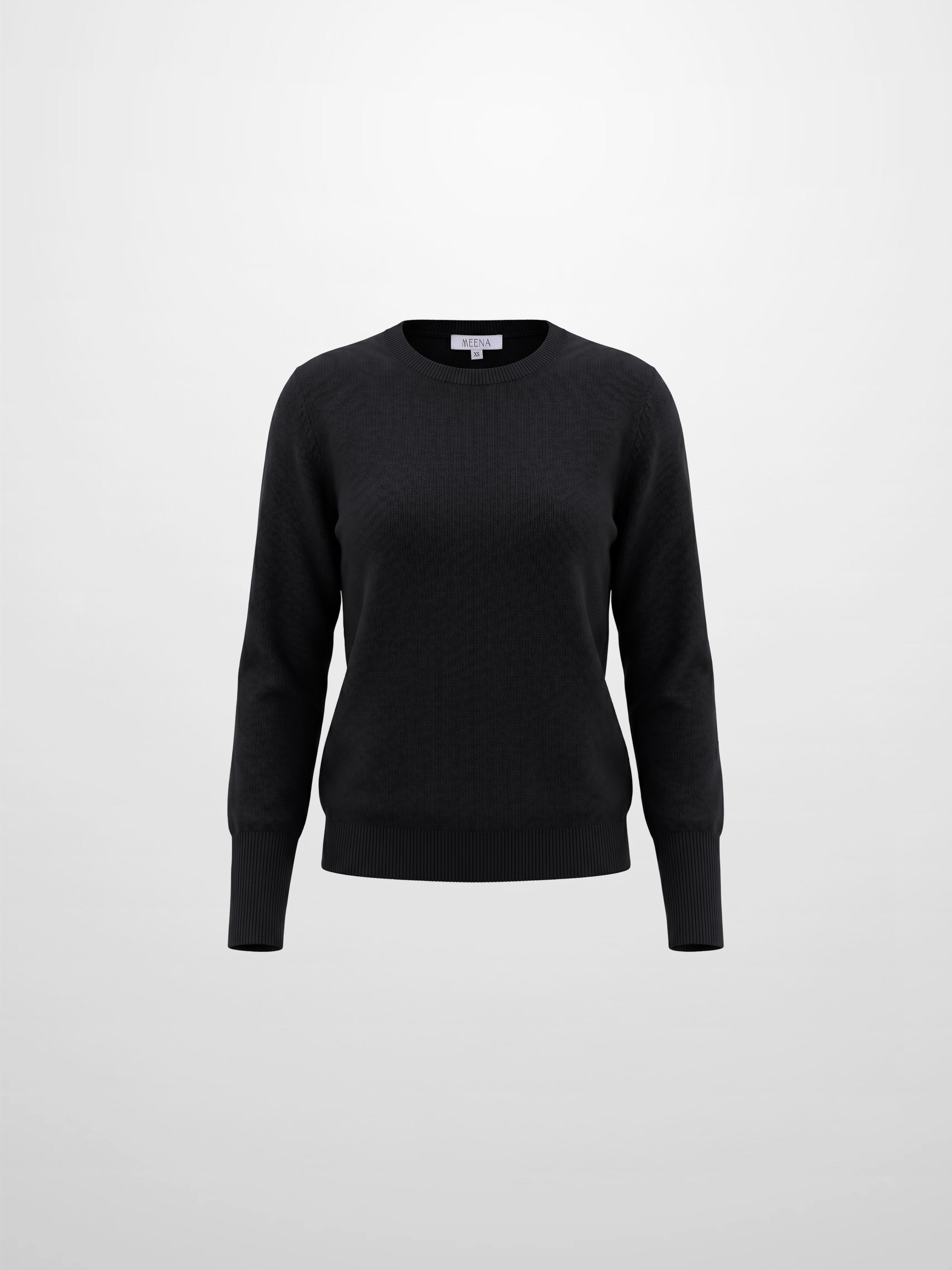 High Cuff Crew Sweater-Black
