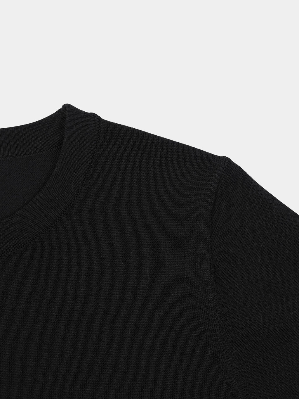High Cuff Crew Sweater-Black