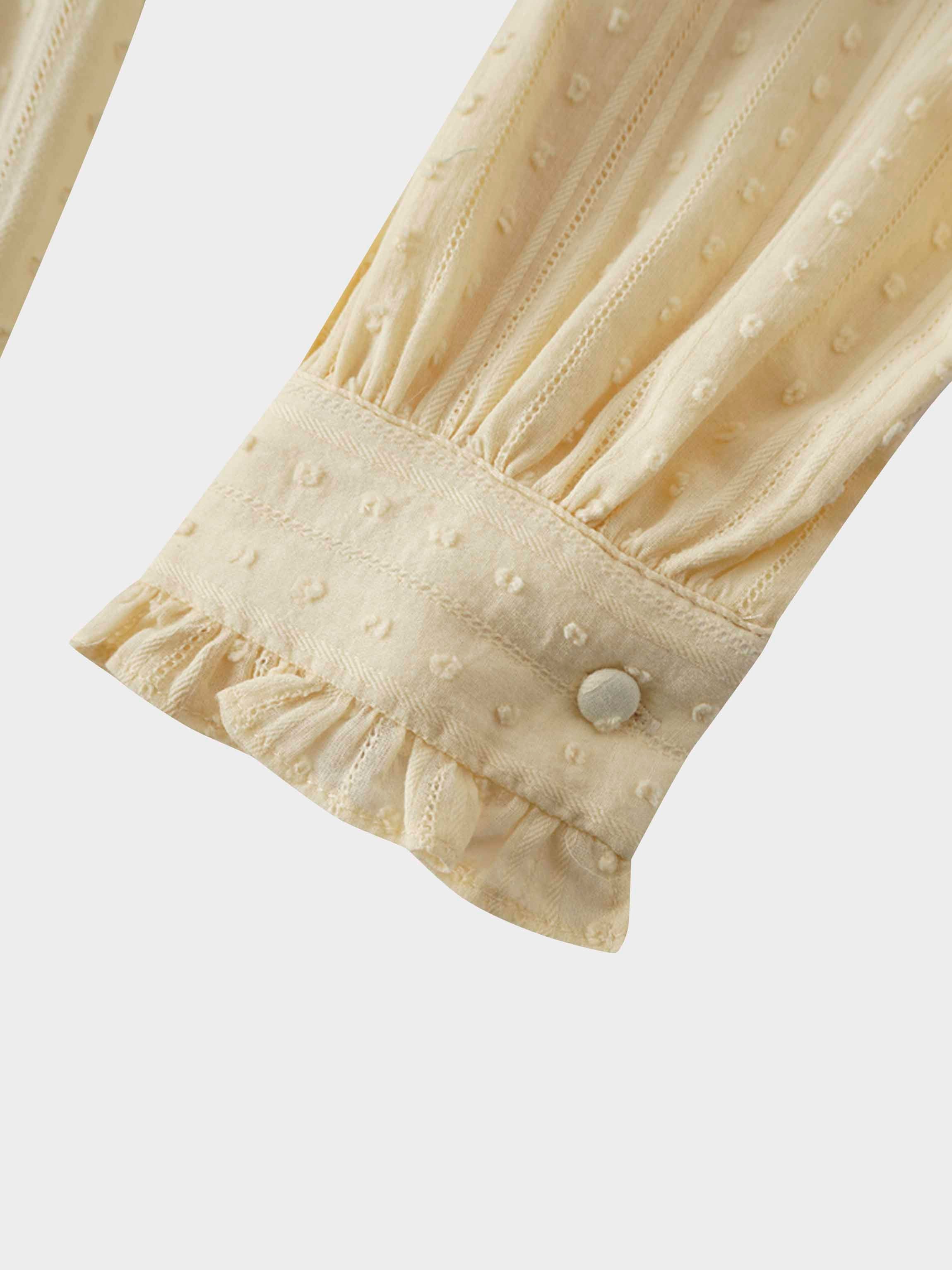 Swiss Dot Ruched Top Dress-Creamy Yellow